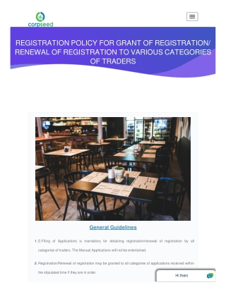 Registration Policy for Grant of Registration