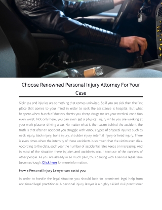 Choose Renowned Personal Injury Attorney For Your Case