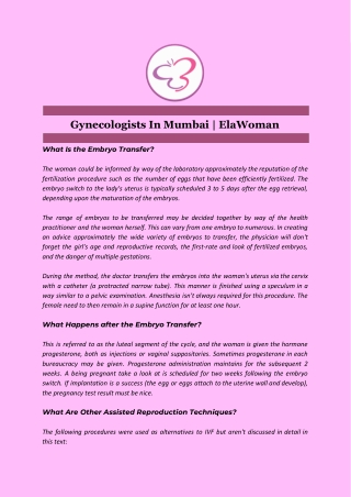 Gynecologists In Mumbai | ElaWoman