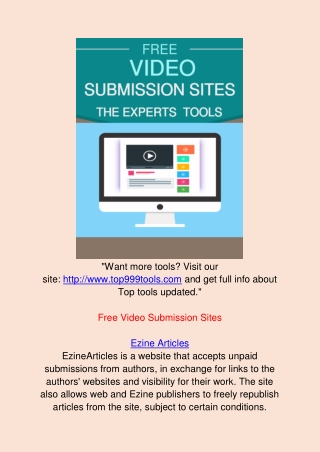 The Expert Tools Free Video Submission Sites