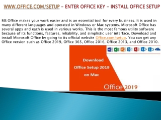 office.com/setup - Enter Your Product key - www.office.com/setup