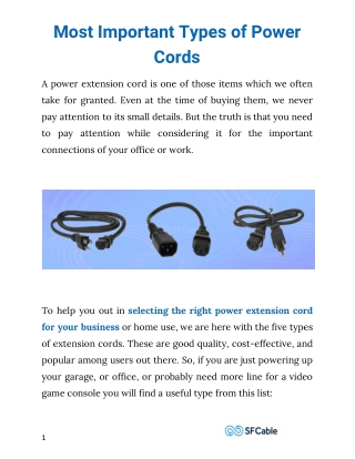 Most Important Types of Power Cords