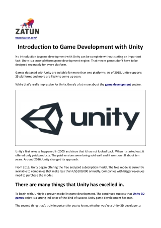 Introduction to Game Development with Unity