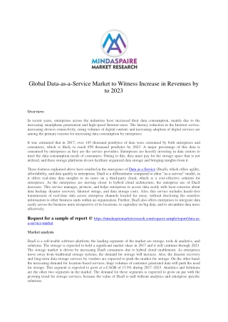 Global Data-as-a-Service Market to Witness Increase in Revenues by to 2023