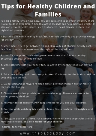 Tips for Healthy Children and Families