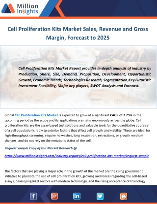 Cell Proliferation Kits Market Sales, Revenue and Gross Margin, Forecast to 2025