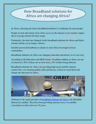 How Broadband solutions for Africa are changing Africa?