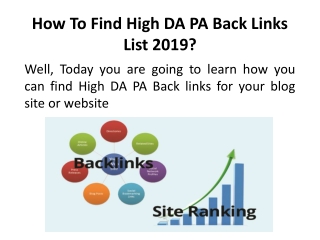 How To Find High DA PA Back Links List 2019?