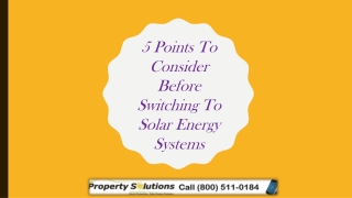 5 Points To Consider Before Switching To Solar Energy Systems