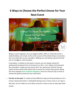 6 Ways to Choose The Perfect Emcee For Your Next Event