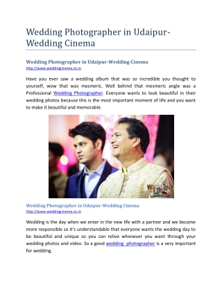 Wedding Photographer In Udaipur-Wedding Cinema