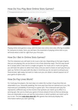 How Do You Play Best Online Slots Games?