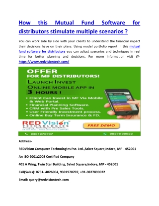 How this Mutual Fund Software for distributors stimulate multiple scenarios ?