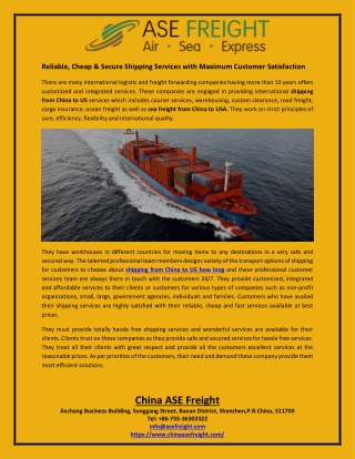 Reliable, Cheap & Secure Shipping Services with Maximum Customer Satisfaction