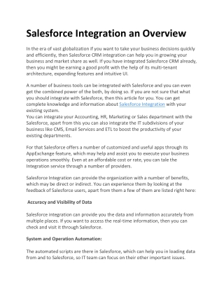 SALESFORCE INTEGRATION AN OVERVIEW