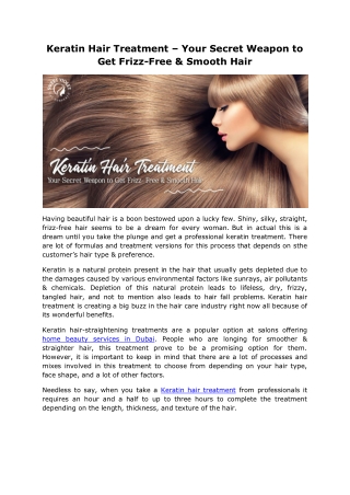 Keratin Hair Treatment – Your Secret Weapon to Get Frizz-Free & Smooth Hair