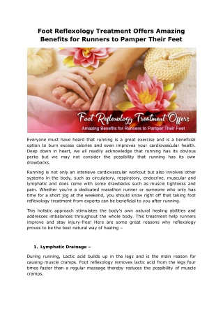 Foot Reflexology Treatment Offers Amazing Benefits for Runners to Pamper Their Feet