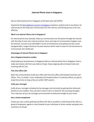 Internet Phone Lines in Singapore - SIPTEL