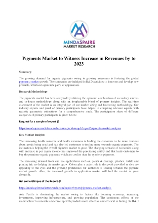 Pigments Market to Witness Increase in Revenues by to 2023