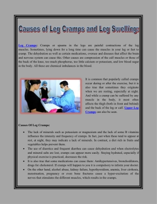 Causes of Leg Cramps and Leg Swelling