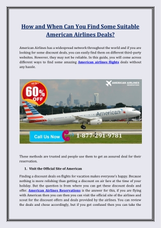 How and When Can You Find Some Suitable American Airlines Deals?