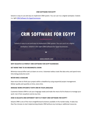 CRM Software for Egypt - Solastis