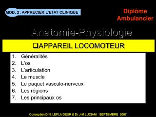 APPAREIL LOCOMOTEUR