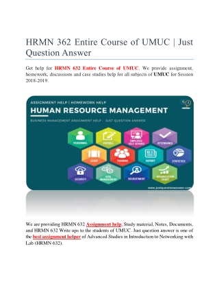 HRMN 362 Entire Course of UMUC | Just Question Answer
