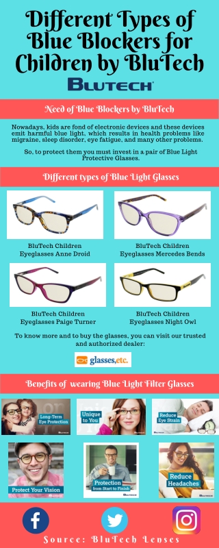 Different Types of Blue Blockers for Children by BluTech