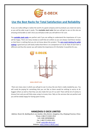 Use the Best Racks for Total Satisfaction and Reliability