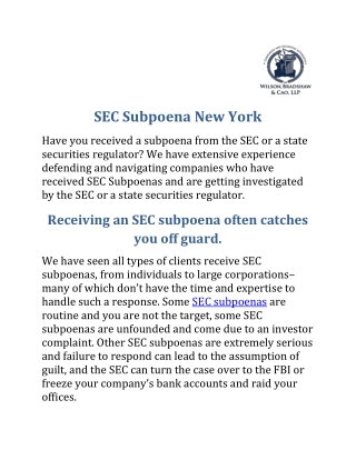 SEC Subpoena New York