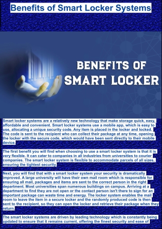 Benefits of Smart Locker Systems