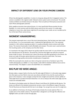 IMPACT OF DIFFERENT LENS ON YOUR iPHONE CAMERA