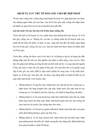 Ngân hàng lưu trữ mô dây rốn đảm bảo