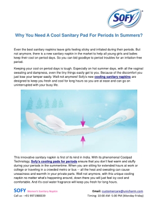 Why you need a cool sanitary pad for periods in summers?