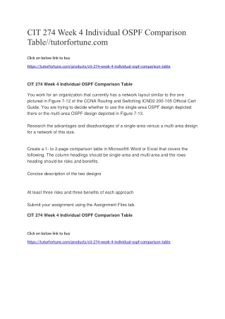 CIT 274 Week 4 Individual OSPF Comparison Table//tutorfortune.com