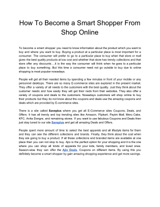 How To Become a Smart Shopper From Shop Online
