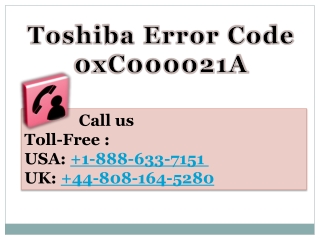 Toshiba Error Code 0xC000021A