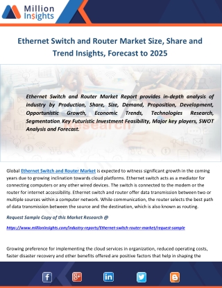 Ethernet Switch and Router Market Size, Share and Trend Insights, Forecast to 2025