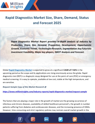 Rapid Diagnostics Market Size, Share, Demand, Status and Forecast 2025