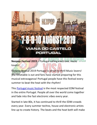 Neopop Festival 2019 – Portugal calling electronic music lovers!
