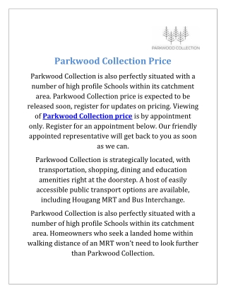 Parkwood Collection Price