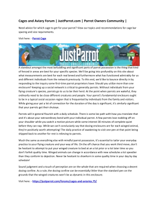 Cages and Aviary Forum | JustParrot.com | Parrot Owners Community |