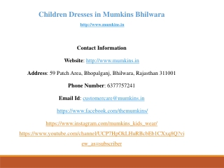 Children Dresses in Mumkins Bhilwara