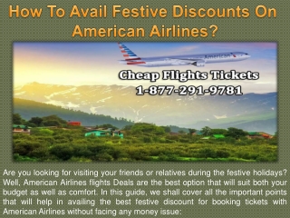 How To Avail Festive Discounts On American Airlines?