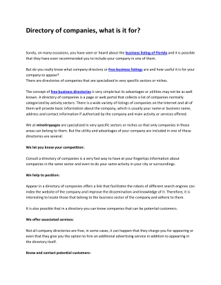 Directory of companies, what is it for?