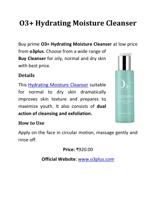 O3 Hydrating Moisture Cleanser