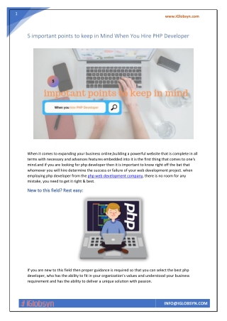 5 important points to keep in Mind While You Hire PHP Developer