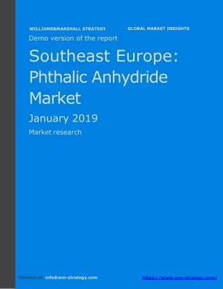 WMStrategy Demo Southeast Europe Phthalic Anhydride Market January 2019