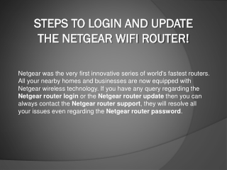 Steps To Login And Update The Netgear WiFi Router